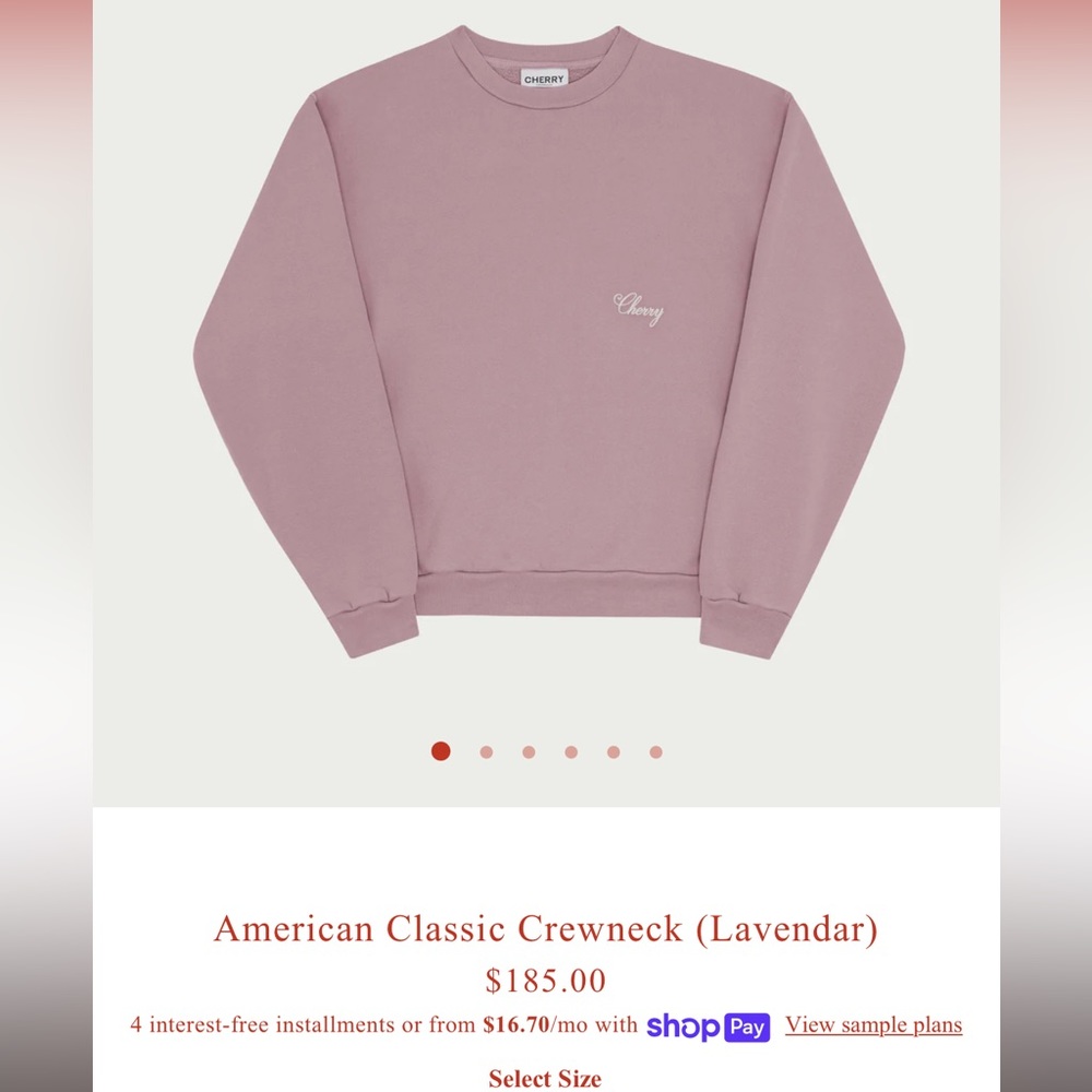 CHERRY LA American Classic Crewneck (Lavendar) SIZE XXL